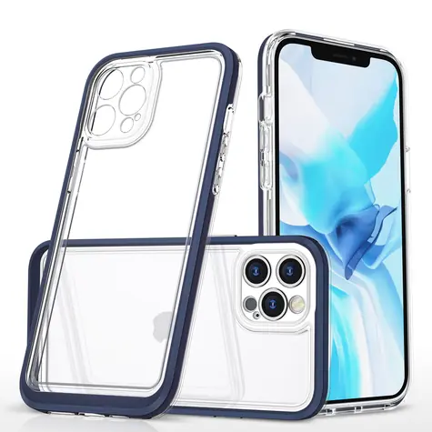 Hurtel Clear 3in1 Case modrý rámeček / Pouzdro / Silikonové / Průhledné / iPhone 12 Pro