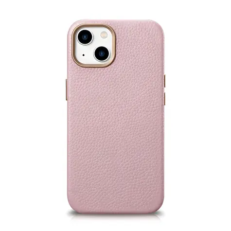 iCarer Litchi Premium Leather Case růžová / Pouzdro / Kožené / MagSafe / Apple iPhone 14 Plus