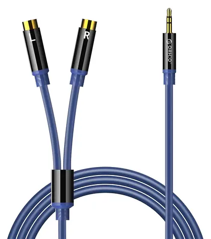 Orico AXRF modrá / Audio kabel / Jack 3,5mm (M) - 2x RCA / 1,5 m