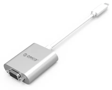 Orico PTAV stříbrná / Adaptér USB-C na VGA / audio jack / Full HD 60Hz / 0,15 m