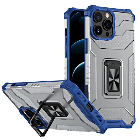 Hurtel Crystal Ring pouzdro Apple iPhone 13 Pro Max modrá / Pouzdro / Stojánek / Odolné