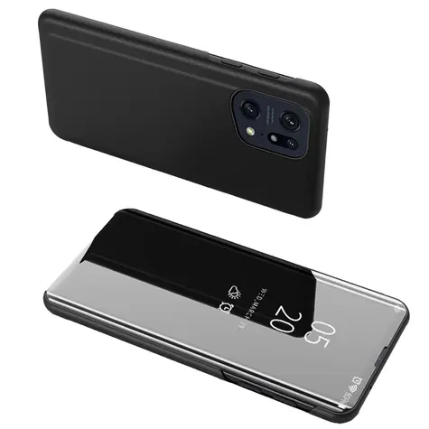 Hurtel Clear View Pouzdro s klopou pro Oppo Find X5 Pro černá / Flip pouzdro / Průhledné