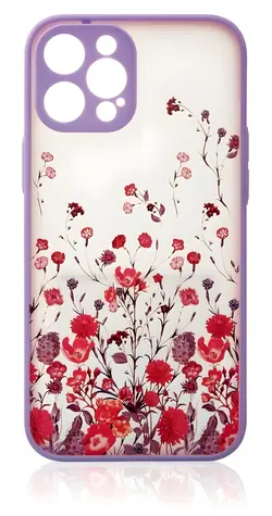 Hurtel Design Case iPhone 12 Pro Max fialová / Pouzdro / Květinový vzor / Silikonové