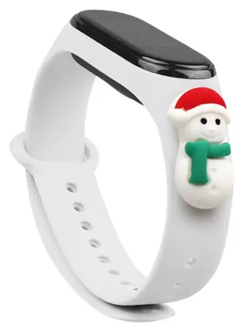 Hurtel Vánoční řemínek se sněhulákem pro Xiaomi Mi Band 3 a 4 bílá / Řemínek / Silikonový / Vánoční motiv
