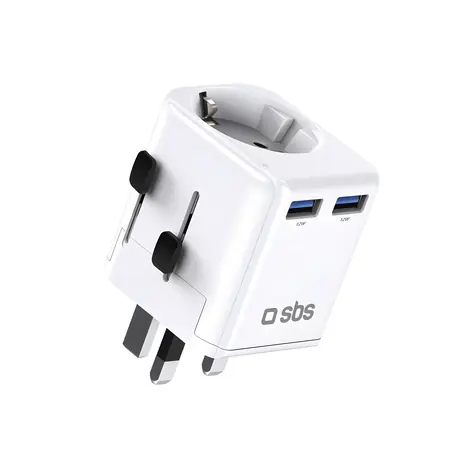 SBS Cestovní adaptér EU bílá / Cestovní adaptér / 2x USB-A