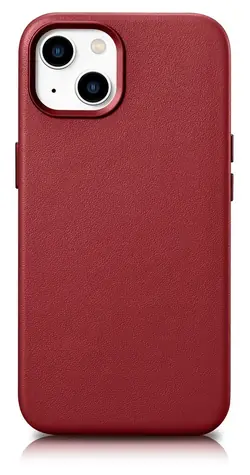 iCarer Leather Case červená / Pouzdro / Kožené / MagSafe / Apple iPhone 14 Plus