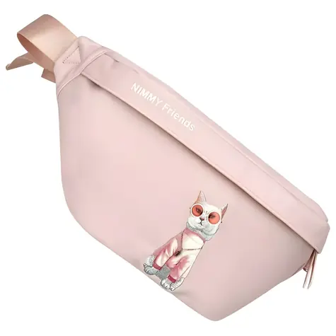 Nimmy Crossbody Glasses Cool Cat růžová / Taška přes rameno / Design kočka s brýlemi
