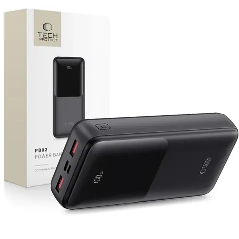 Tech-Protect PB02 černá / Powerbanka / 20000 mAh / 22.5W