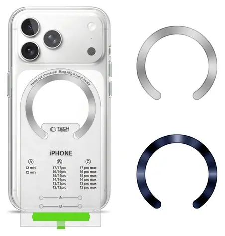 Tech-Protect MMP-210 stříbrná/tmavě modrá / Magnetický kroužek MagSafe / 2 ks / univerzální