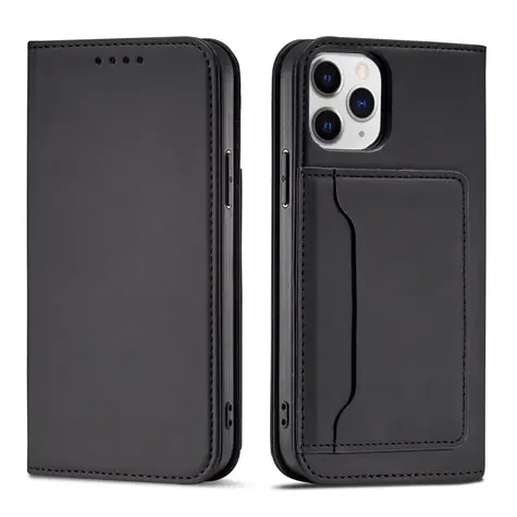 Hurtel Magnet Card pouzdro pro Apple iPhone 12 Pro černá / Pouzdro / Magnetické / Kapsa na kartu