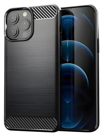 Hurtel Carbon TPU pouzdro pro Apple iPhone 13 Pro Max černá / Pouzdro / TPU / Karbonový vzhled