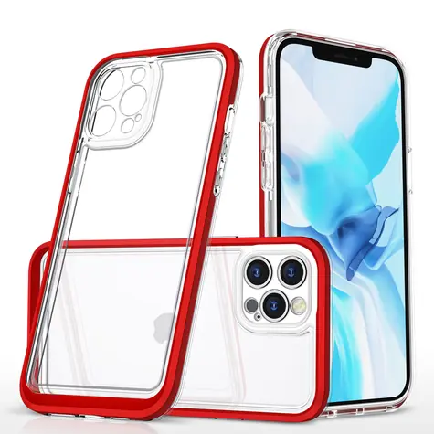 Hurtel Clear 3in1 Case červená / Ochranný kryt / Gelový rámeček / iPhone 12 Pro Max