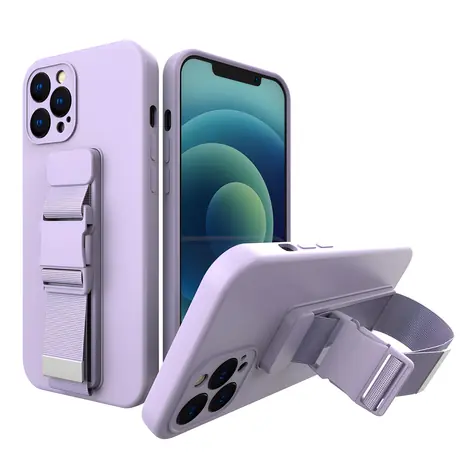Hurtel Rope pouzdro s řetízkem pro Apple iPhone 12 Pro Max fialová / Pouzdro / TPU gel / řetízkové poutko na krk