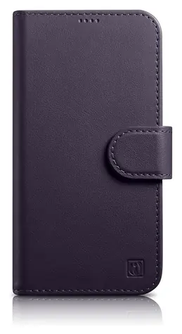 iCarer Wallet Case 2in1 Anti-RFID tmavě fialová / Pouzdro / Kožené flip / Apple iPhone 14 Plus