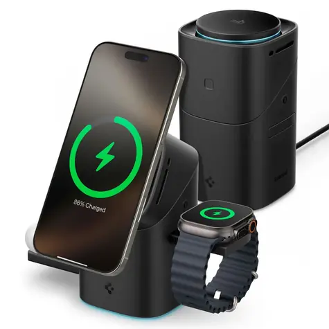 Spigen Essential EF223MS černá / Bezdrátová nabíječka / 3v1 / Qi2