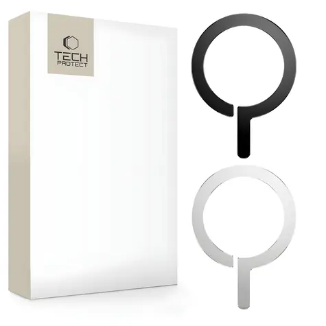 Tech-Protect MetalRing černá, stříbrná / Magnetický kroužek MagSafe / univerzální / sada 2 ks