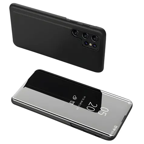 Hurtel Clear View Pouzdro s klopou pro Samsung Galaxy A05s černá / Flip pouzdro / Průhledné