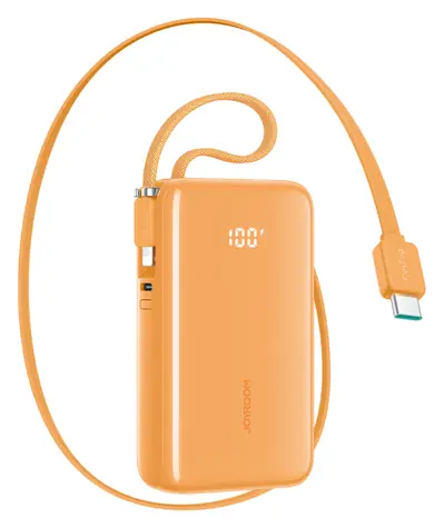 Joyroom JR-PR2 oranžová / Powerbanka / 10000mAh / 35W / 1x USB-C / 1x USB-C & 1x Lightning kabel