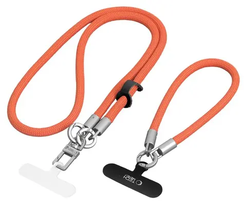 Tech-Protect C10S oranžová / Šňůrka na mobil / pletená