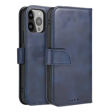 Hurtel Magnet Case iPhone 14 Plus modrá / Pouzdro / Flip / Magnetické / Stojánek