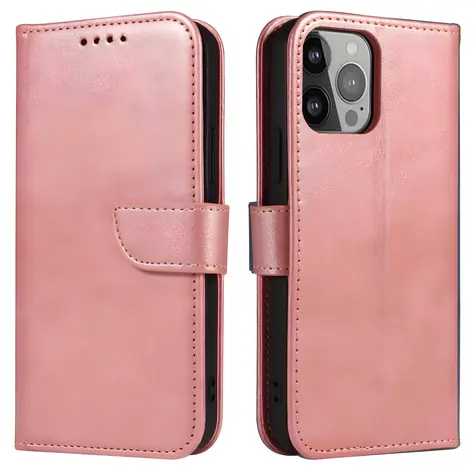 Hurtel Wallet Case pro Apple iPhone 15 Pro Max růžová / Pouzdro / Peněženkové / Magnetické / Se stojánkem