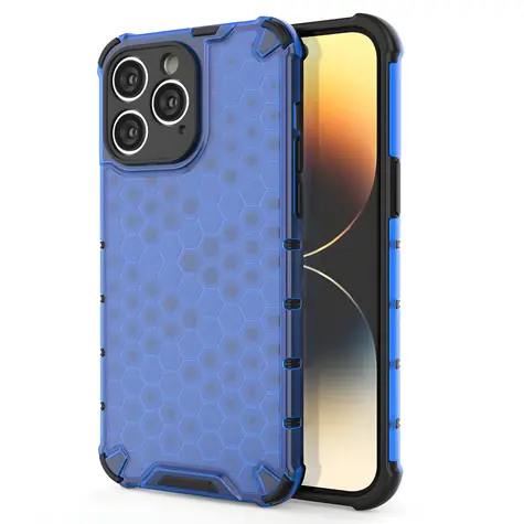 Hurtel Honeycomb Hybrid Armor modrá / Zadní kryt / Apple iPhone 14 Pro Max / Odolný / Voštinový vzor