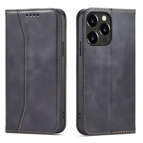 Hurtel Magnet Fancy Case peněženka pro Apple iPhone 14 Pro Max černá / Pouzdro / Magnetické / Stojánek / Kapsa na kartu