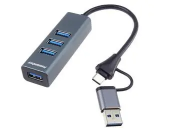 PremiumCord 5G SuperSpeed USB-C a USB-A Hub / Hub / 4x USB-A 3.2 Gen 1 / 5 Gbps