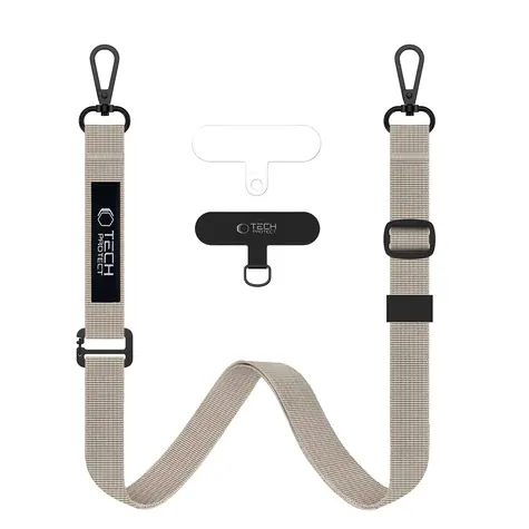 Tech-Protect C65 Rope Crossbody béžová / Popruh na smartphone / Přes rameno / Pletený