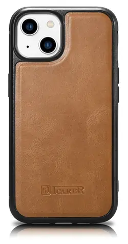 iCarer Leather Oil Wax hnědá / Pouzdro / Kožené / Apple iPhone 14