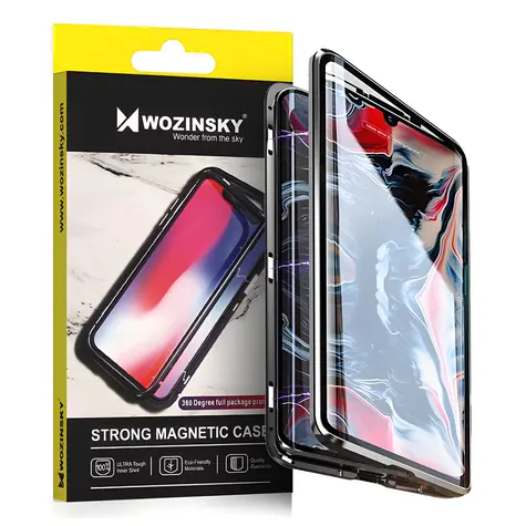 Wozinsky Full Magnetic Case černá-transparentní / Pouzdro pro Vivo X60 / Oboustranné / S tvrzeným sklem