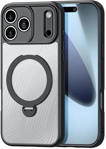 Dux Ducis Aimo Mag iPhone 17 Pro černá / Kryt / magnetický kroužek / stojánek / MagSafe kompatibilní