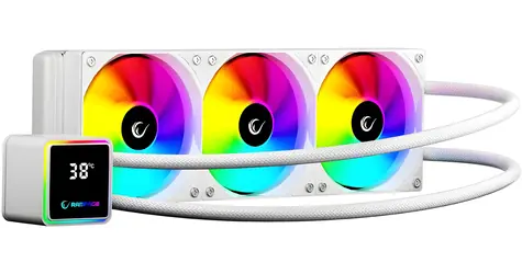 Rampage Infinite V360 bílá / AIO vodní chladič CPU / 360 mm / ARGB / Ukazatel teploty