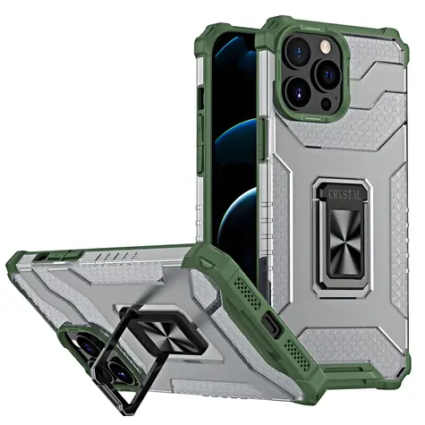 Hurtel Crystal Ring pouzdro Apple iPhone 13 Pro Max zelená / Pouzdro / Stojánek / Odolné