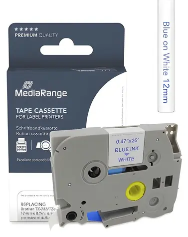 MediaRange kompatibilní páska s Brother TZ-233/TZe-233 / bílý podklad / modrý tisk / šířka 12 mm / délka 8 m