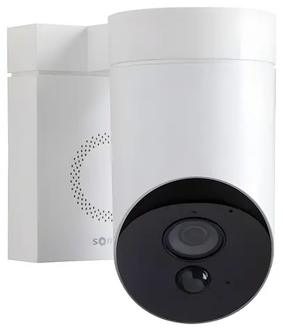 Somfy V2 bílá / Venkovní bezpečnostní kamera / FullHD 1080p / Wi-Fi / Noční vidění 8 m / Siréna 110 dB / IP54