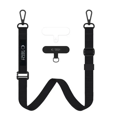 Tech-Protect C65 Rope černá / Popruh na telefon / Crossbody / pletený