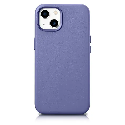 iCarer Leather Cover světle fialová / Pouzdro / Kožené / MagSafe / Apple iPhone 14 Plus