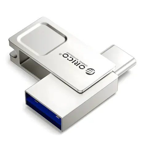 Orico U301 128GB stříbrná / Flash disk / USB-A + USB-C / USB 3.2 Gen 1