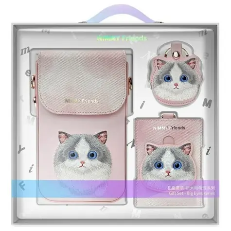 Nimmy Big Eyed Pet 2.0 Cat růžová / Pouzdro na telefon / Peněženka / Pouzdro na lokalizační tracker