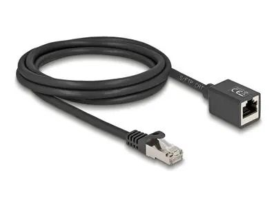 Delock Prodlužovací kabel RJ45 (M)-RJ45 (F) Cat.6a 2 m černá / Prodlužovací kabel / S/FTP / 26 AWG