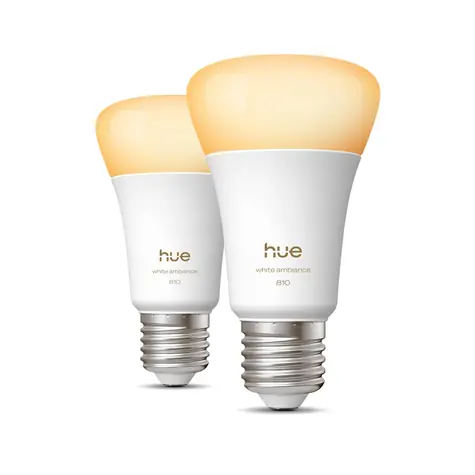 Philips Hue White Ambiance A60 E27 2 ks / Chytrá LED žárovka / 810 lm / teplá bílá / stmívatelná / Bluetooth/Zigbee