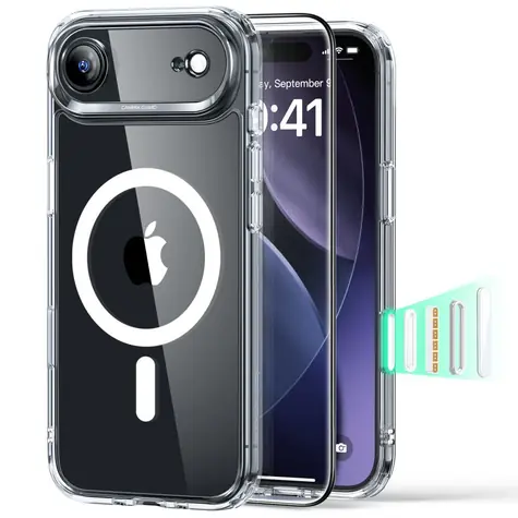 ESR Classic Hybrid MagSafe transparentní / Sada krytu a skla / Apple iPhone 17 Air / MagSafe