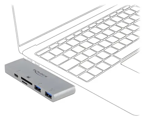 Delock USB-C hub pro MacBook / USB hub / 3x USB-A + 2x čtečka karet / PD 3.0 / USB-C 3.2 Gen 1