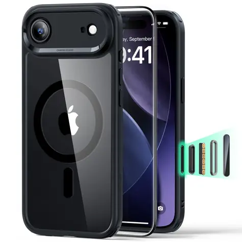 ESR Classic Hybrid MagSafe transparentní černá / Sada krytu a skla / Apple iPhone 17 Air / MagSafe