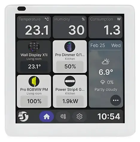 Shelly Wall Display X1i stříbrný / Dotykový nástěnný panel s relé / WiFi / Bluetooth
