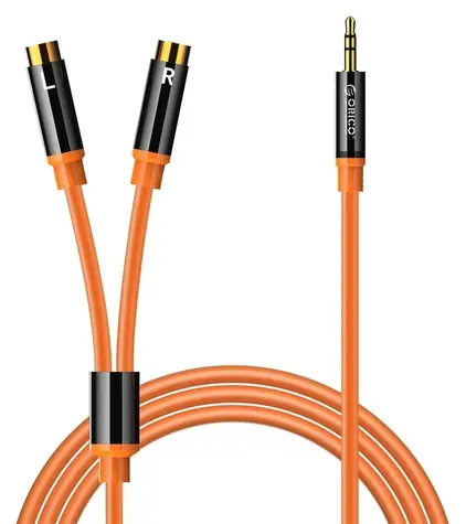 Orico AXRF oranžová / Audio kabel / Jack 3,5 mm - 2x RCA / 3 m