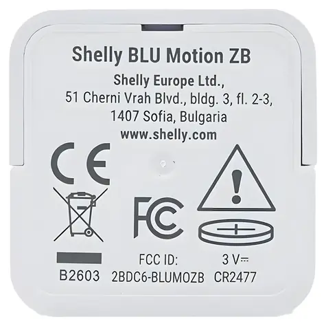Shelly BLU Motion ZB bílá / Senzor pohybu / Zigbee 3.0 / Bluetooth 5 LE / PIR senzor / světelný senzor