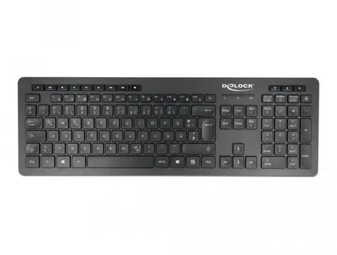 Delock černá / Klávesnice / Bezdrátová 2,4 GHz / QWERTZ / DE / Tichá