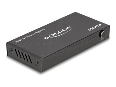 Delock HDMI UHD Switch 2 x HDMI in - 1 x HDMI out černá / Přepínač / 8K 60 Hz / dálkové ovládání / kabel 0,75 m